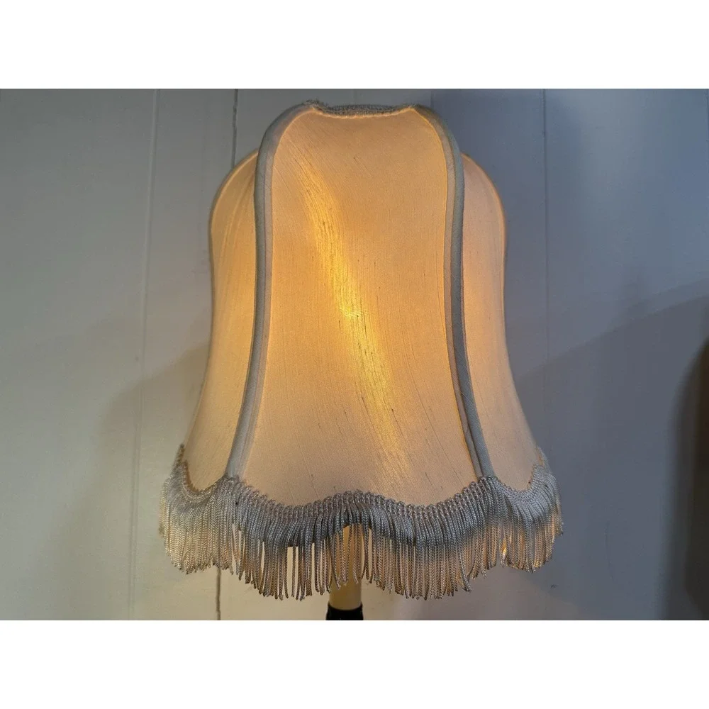 VTG Cast Metal Cherub Table Lamp Art Deco Style Wescal Hardware Fringe Shade 28